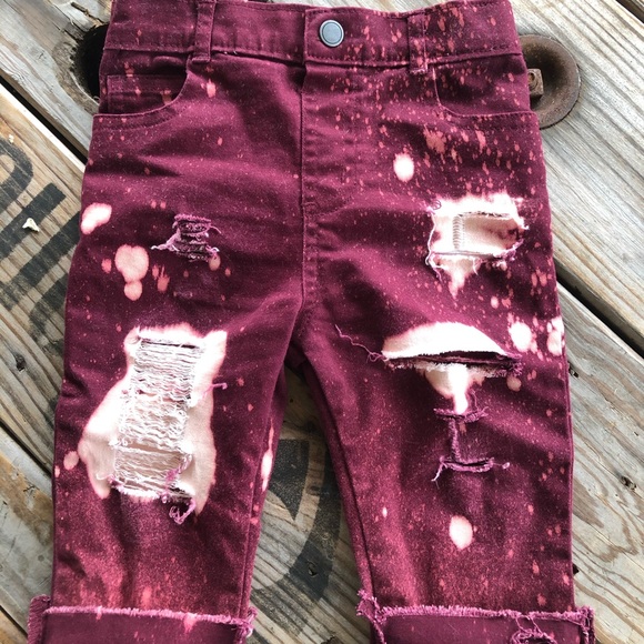 Maroon distressed denim👖 - Picture 2 of 2